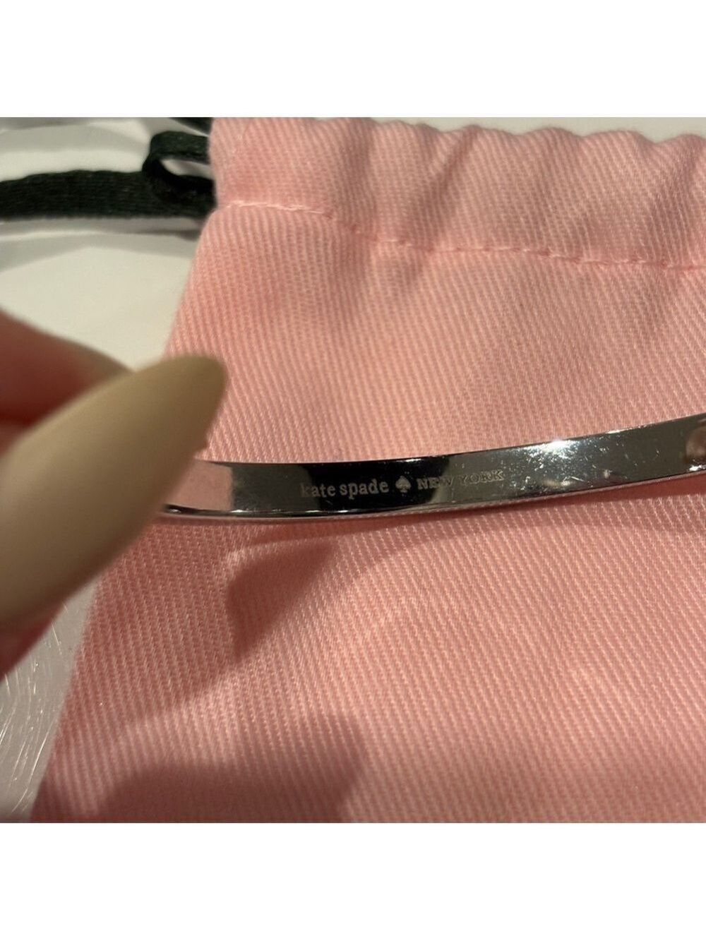 Kate Spade Set in Stone Hinged Silver Bangle - Picture 7 of 8